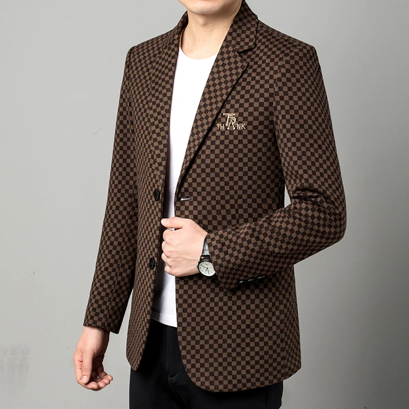 

2023 New Men's Korean Version of Fashion Business Gentleman Presided Over The British Style Leisure Office Slim Wedding Blazer