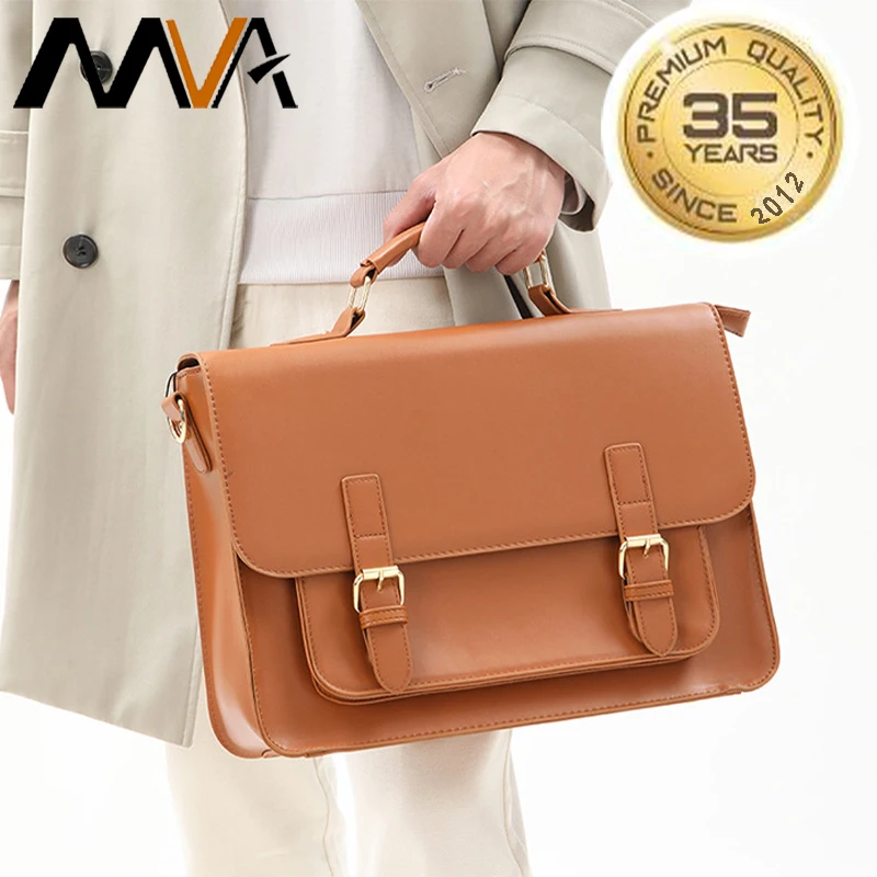 MVA Портфель мужской женский натуральная кожа, для документов, для ноутбука, деловая сумка через плечо Кембриджская сумка  CP007