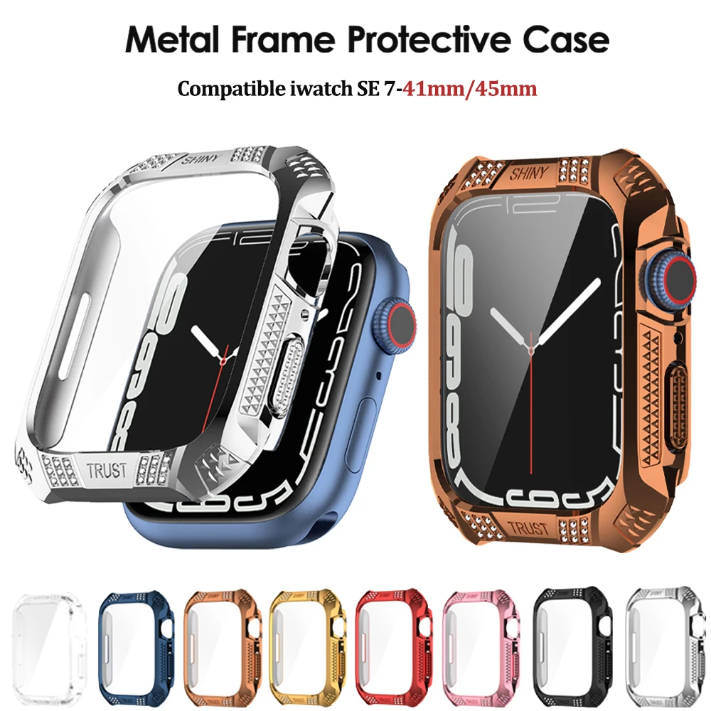 

Высококачественный металлический чехол для Apple Watch серии 7 Se 41 мм 45 мм, чехол-бампер для iWatch, защитные аксессуары