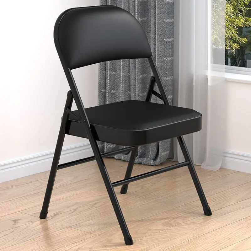 Folding Dormitory Stool Stainless Steel Frame Home Computer Chair Portable Solid Color Seat Home Furniture Hy