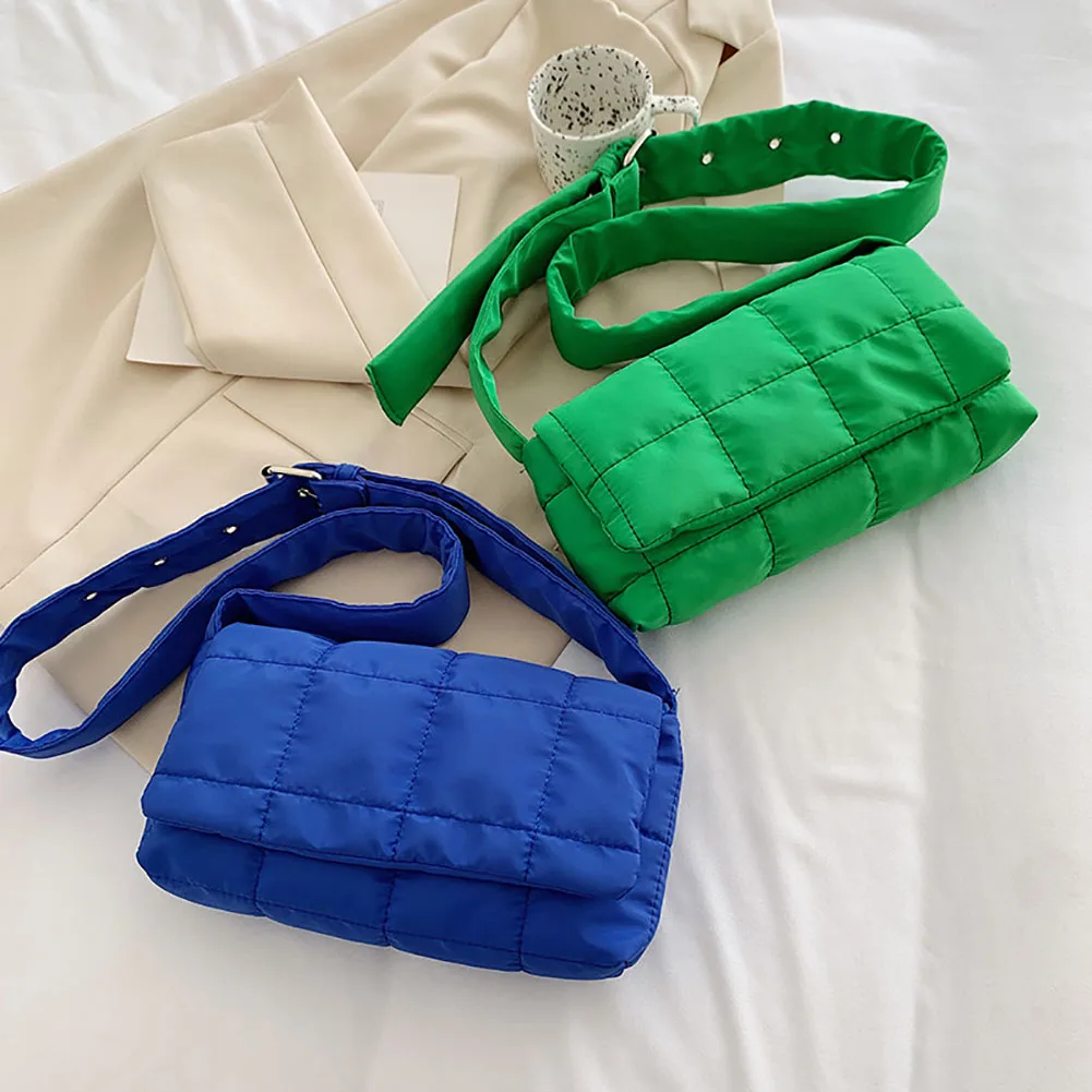 

Women Handbag Winter Warm Tote Bag Small Nylon Flap Cotton Padded Casual Small Flap Bag Women Handbags