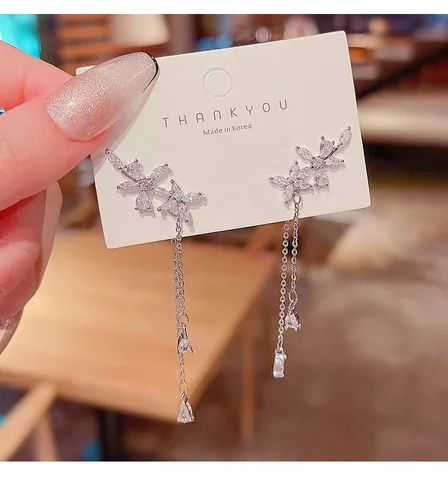 GUOLE Сережки-капельки с цветами из циркония