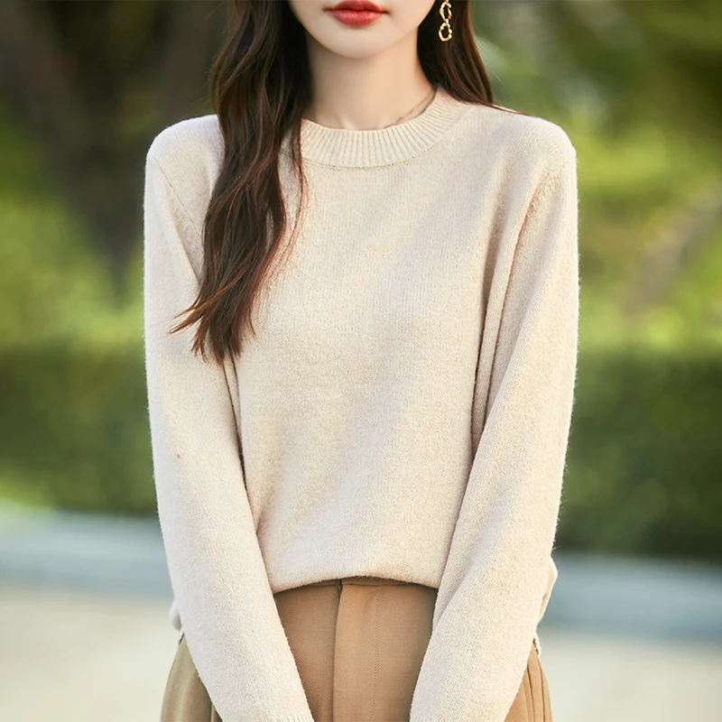 Женский свитер из 100% шерсти зимний с длинными рукавами необычные пряжи