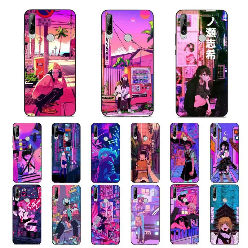 

Anime Vaporwave Glitch Phone Case for Huawei Y 6 9 7 5 8s prime 2019 2018 enjoy 7 plus