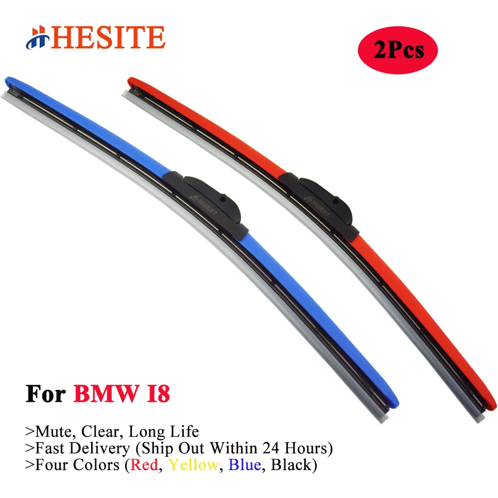 

HESITE Colorful Hybrid Front Windscreen Wiper Blade For BWM I8 Model 28"+24" Windshield Wipers Red Blue Yellow Black Frameless
