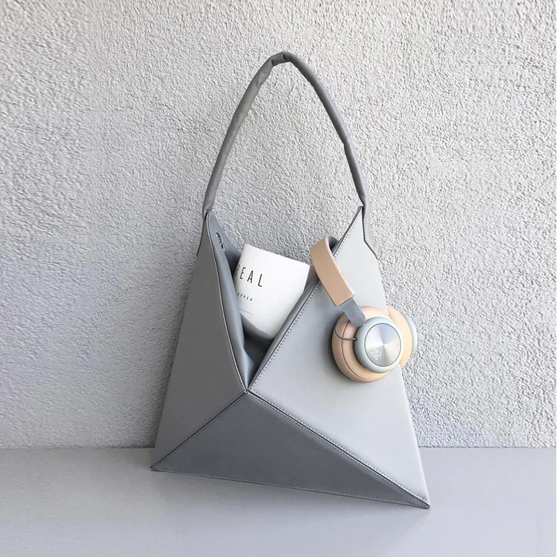 

Fashion Women Folding Tote Triangular Rhombus Large Lady Shoulder Bag 2022 New Female Underarm Handbag Big Top Handle Bag