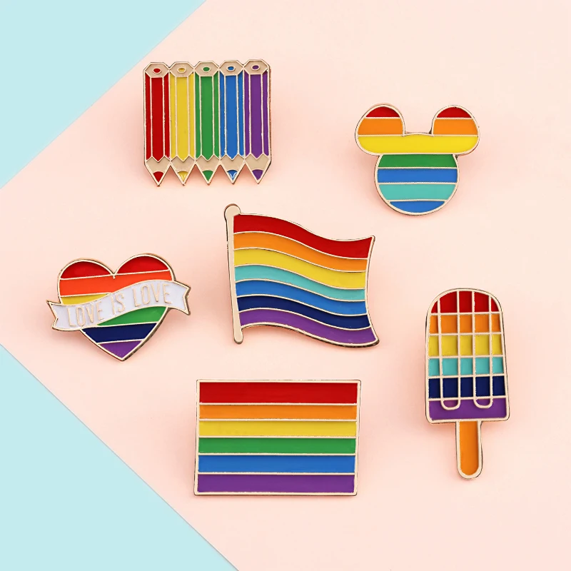 Брошь гордость флаги Радуга эмалированная брошь для интерсекса милое сердце