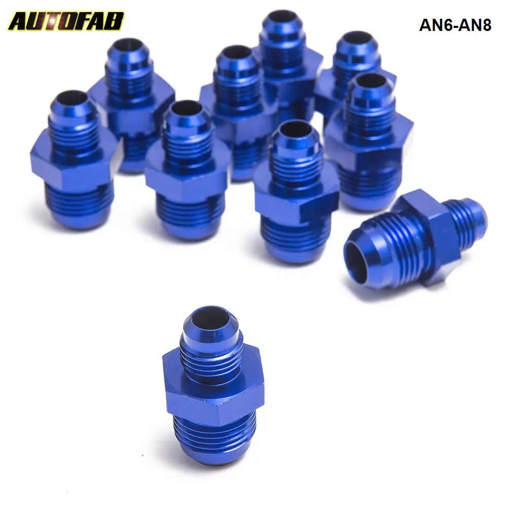 

10PCS/LOT HOSE END FITTING / Oil cooler fitting for braided stainless steel hose Blue AF-FITTING AF-AN6-AN8