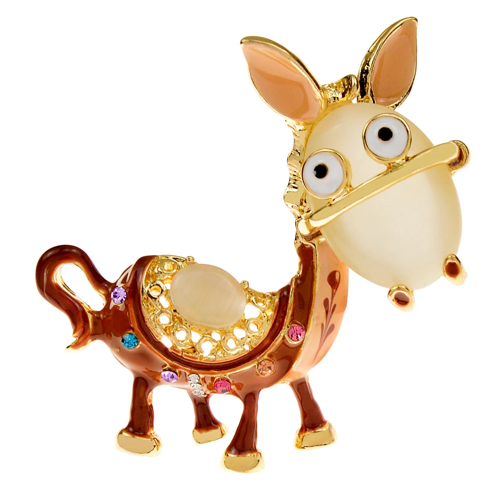 

CINDY XIANG 2 Colors Available Opal Donkey Pin Brooches For Women Cute Animal Enamel Alloy Material Party Jewelry