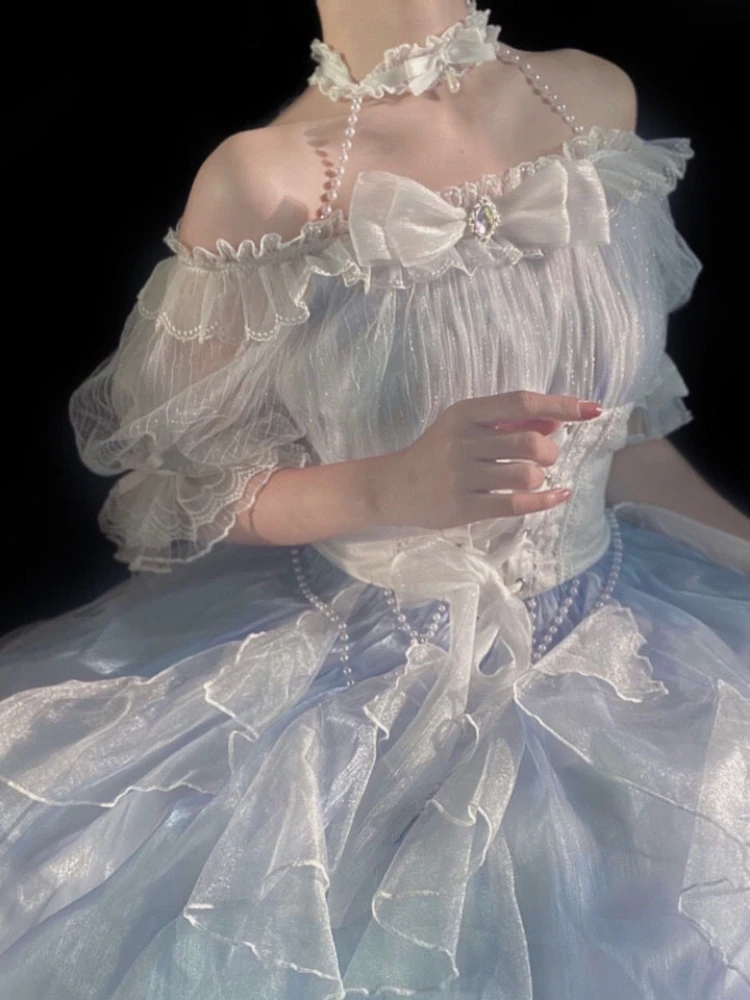 Шифоновое платье в японском стиле Лолита милое дизайнерское мягкое принцессы с