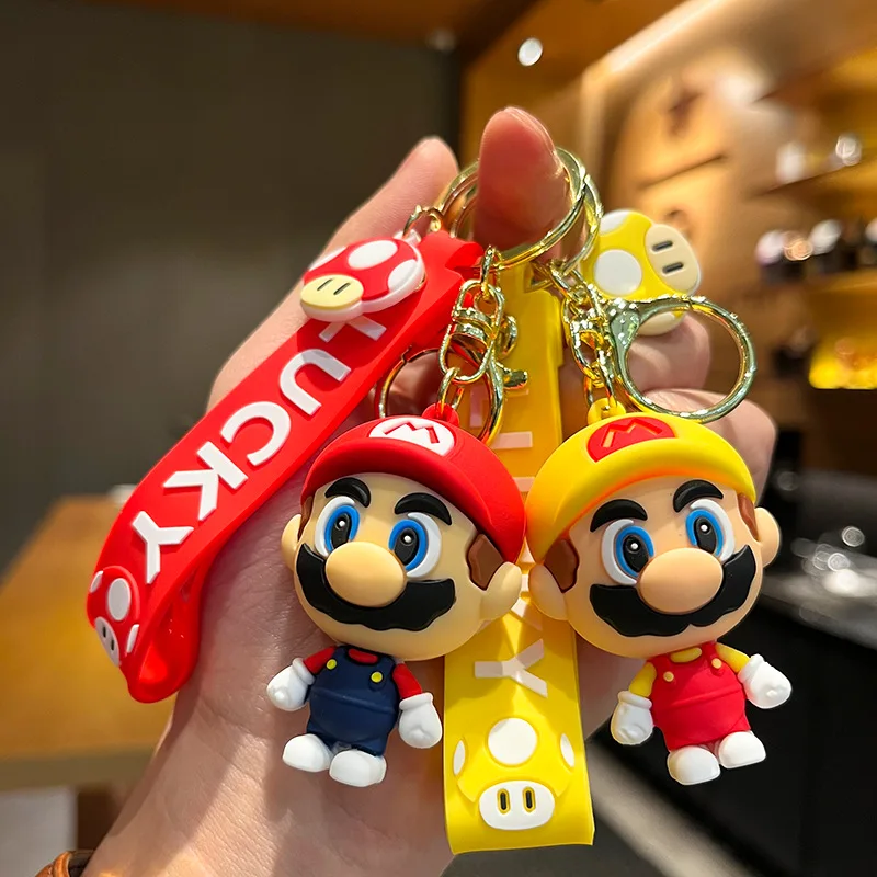 

3D Models Super Mario Bros Figure Keychain Game Figures Pendant Keychains Charm Cute Keyring Ornaments Anime Key Accessories