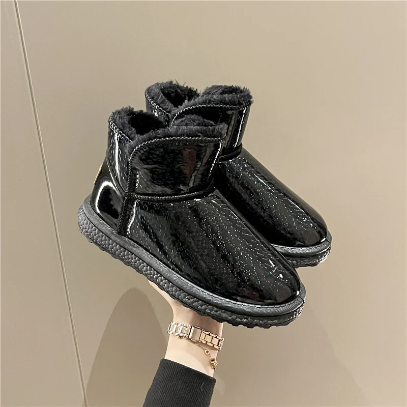 

Women's Leather Boots Round Toe Boots-Women Winter Footwear Australia Female Shoes Flat Heel Ankle 2022 Padded Rubber Snow Ladi