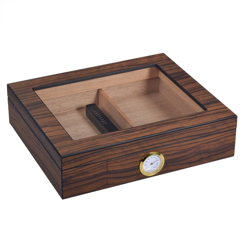 Peach Wood Grain Cigar Box Cigar Storage Box Glass Display Box Cedar Cigar Moisturizing Box