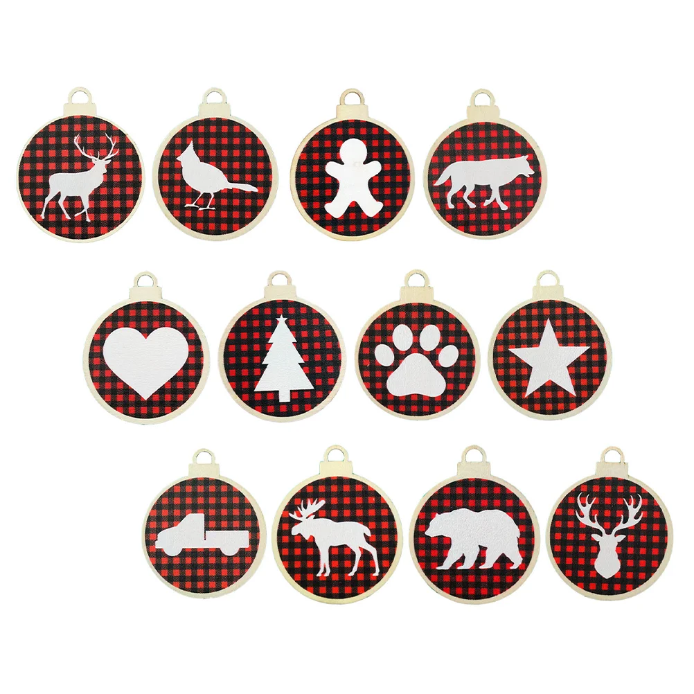

Wooden Christmas Hanging Treeornaments Decorations Ornament Decoration Pendant Tags Pieces Miniature Block Gingerbread Cutouts