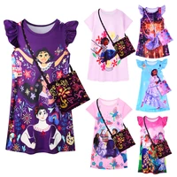 kids girls dress encanto cosplay childrens clothing summer cartoon print fly sleeve princess dresses birthday party clothes kid