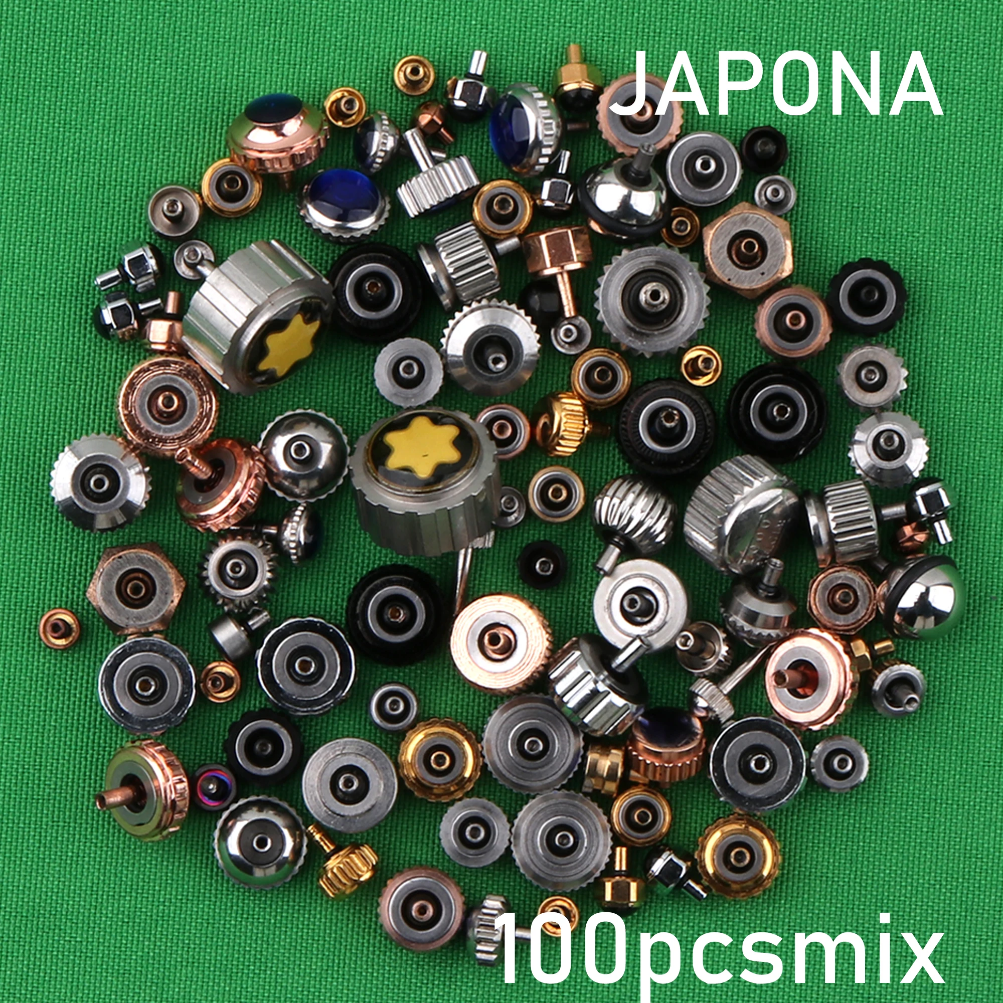 steel ! 100PCS mixed waterproof steel watch handles watch Crown Various sizes and colors For watchmakers diy wahtch accessory