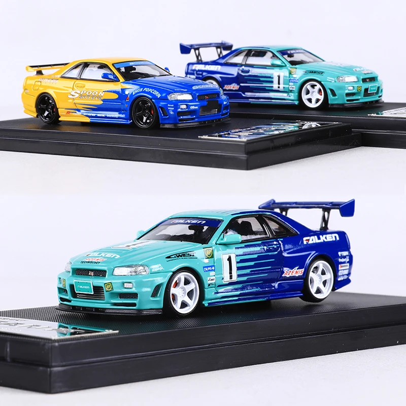 Быстрая скорость FS 1:64 Skyline GTR R34 ложка/Falken литая под давлением модель автомобиля из