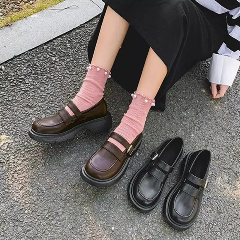 

New2022 Shoes Lolita Shoes Japanese Mary Jane Shoes Vintage Girls Students JK Uniform High Heel Platform Shoes Cosplay College