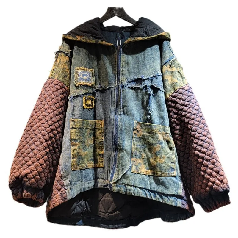 [zoci] Утепленная теплая джинсовая куртка с хлопковой подкладкой осень-зима новый