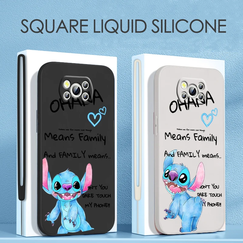 

Stitch Disney Cool For Xiaomi POCO C50 C40 X4 M5S F4 M4 X3 F3 M3 C3 Pro GT NFC 4G 5G Liquid Rope Phone Case