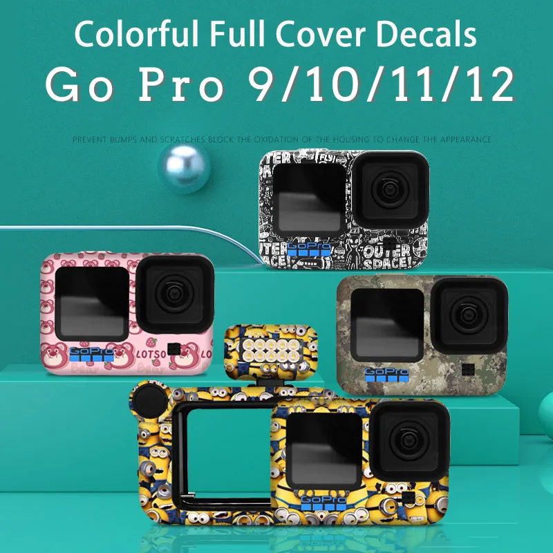 

Colorful Decals For GoPro 9/10/11/12 Removable Skins Protector Coat Camera Cover for GOPRO 12 Scratch-proof Protective Film Kit
