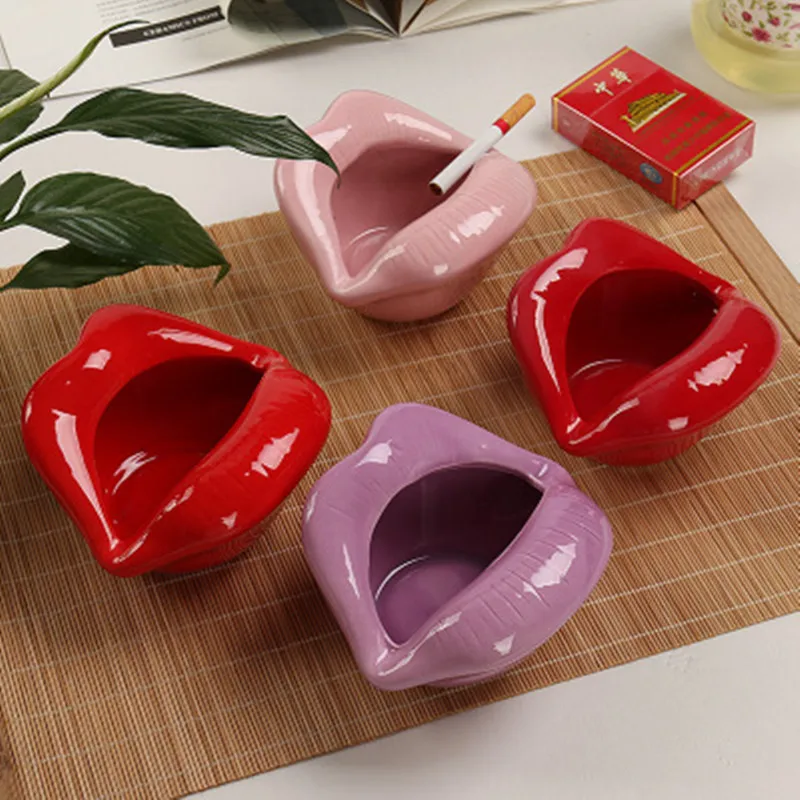 

Lips Ashtray Cigar Ashtray Lips Ceramic Ashtray Creative Flower Pot Trendy Mouth Fashion Home Mini Send Boyfriend Gift