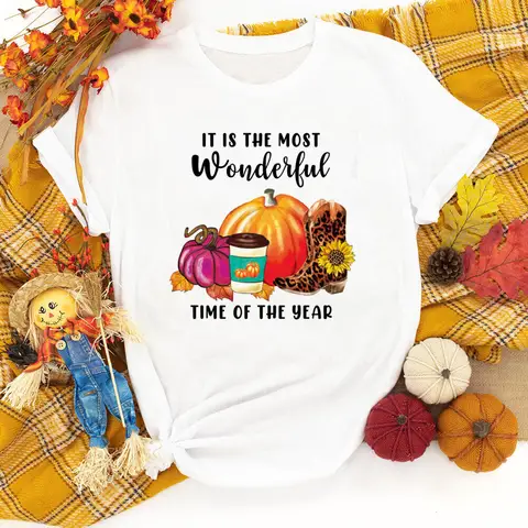 Футболка с графическим рисунком на осень, День благодарения
