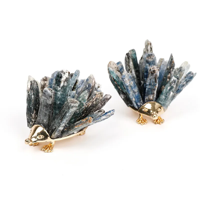 

Alloy mineral crystal sprout Blue crystal column Hedgehog ornaments Home soft decoration crafts