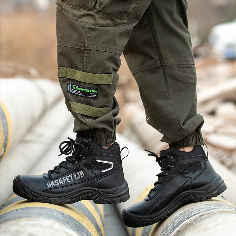 Скидка Кожаные высокие Мягкие Водонепроницаемые Ботинки Martin мужские уличные рабочие защитные ботинки с защитой от ударов и пирсинга