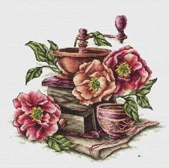 

Coffee and peony Cross stich Kits Homfun Craft Cross Stich Painting Decorations For Home
