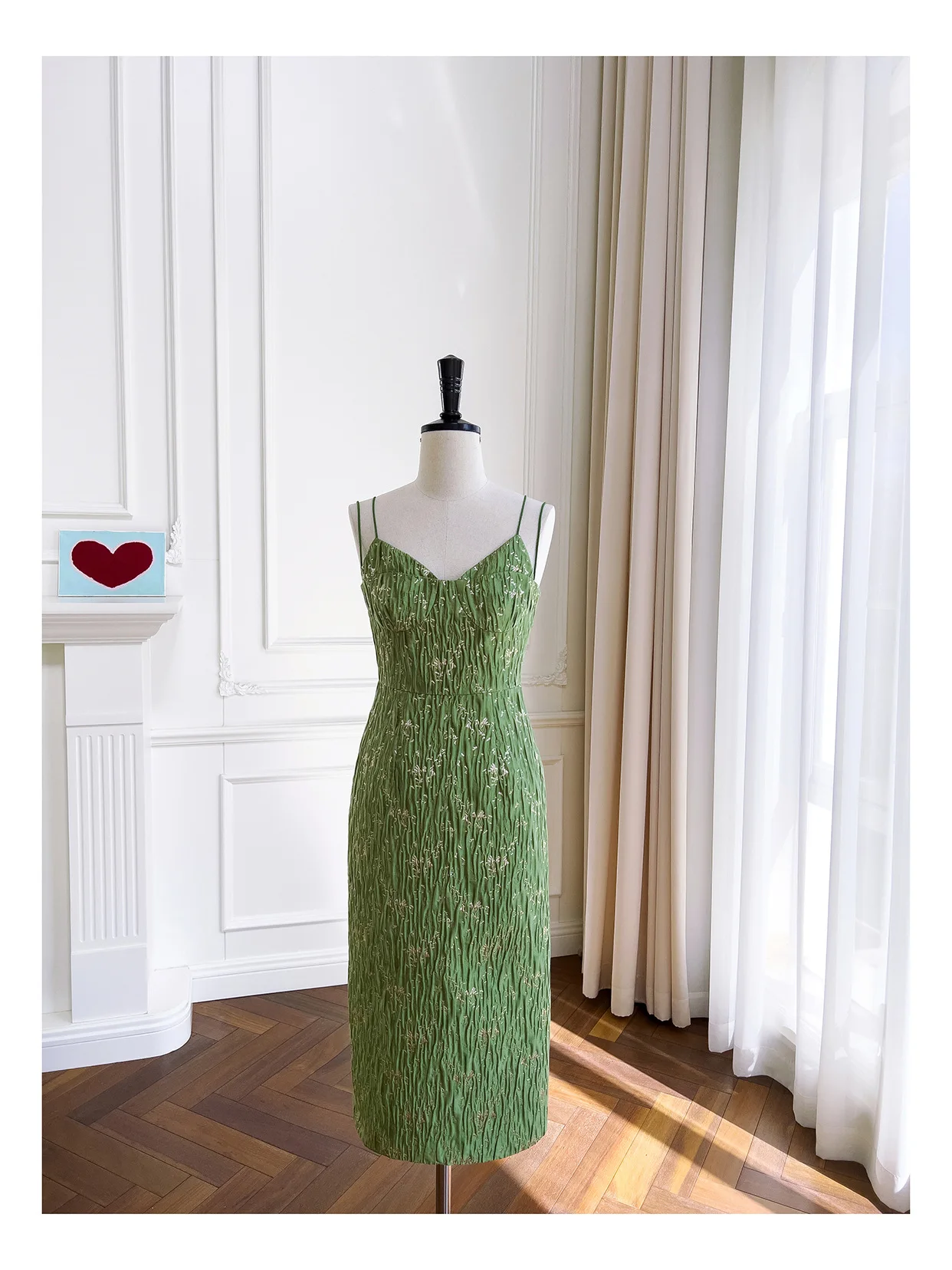 2023 Spring Summer Chic Women's High Quality Green Slip Dress B525