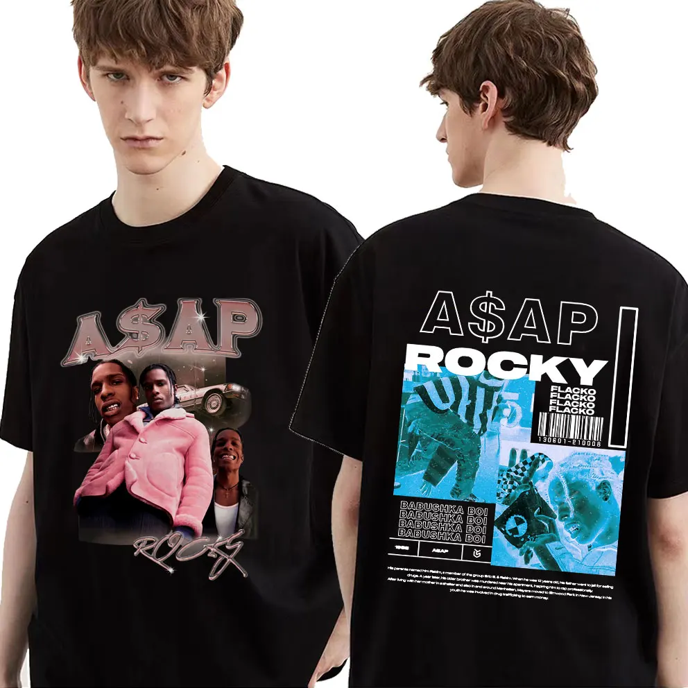 

Asap Rocky Summer Men Women Fashion Harajuku T-shirts Tops Male Pure Cotton Tee Shirt Hip Hop Rapper Print Tshirt Short Sleeve