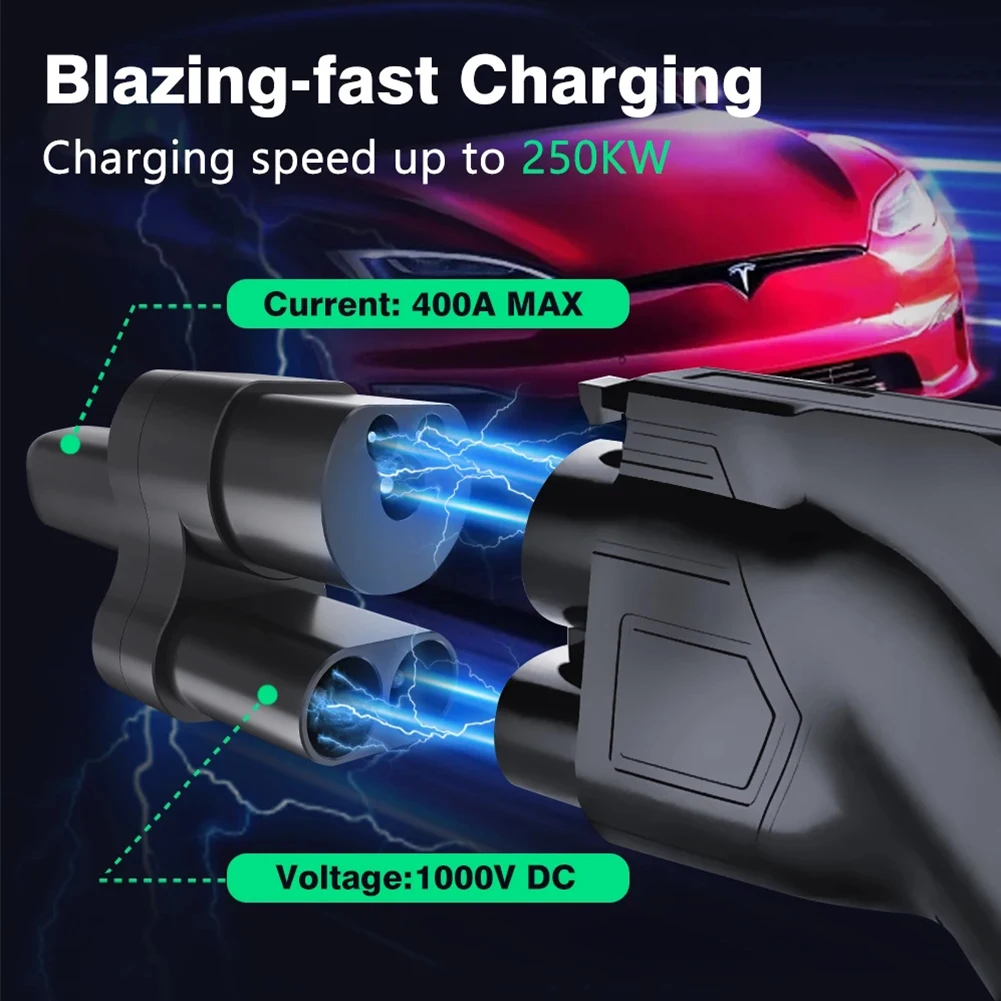 Фото Адаптер зарядного устройства CCS2 к Tesla EV, 1000 А, В, зарядная станция постоянного тока для электромобиля, комбинированный преобразователь CCS 2 к TPC для модели Teslas №4