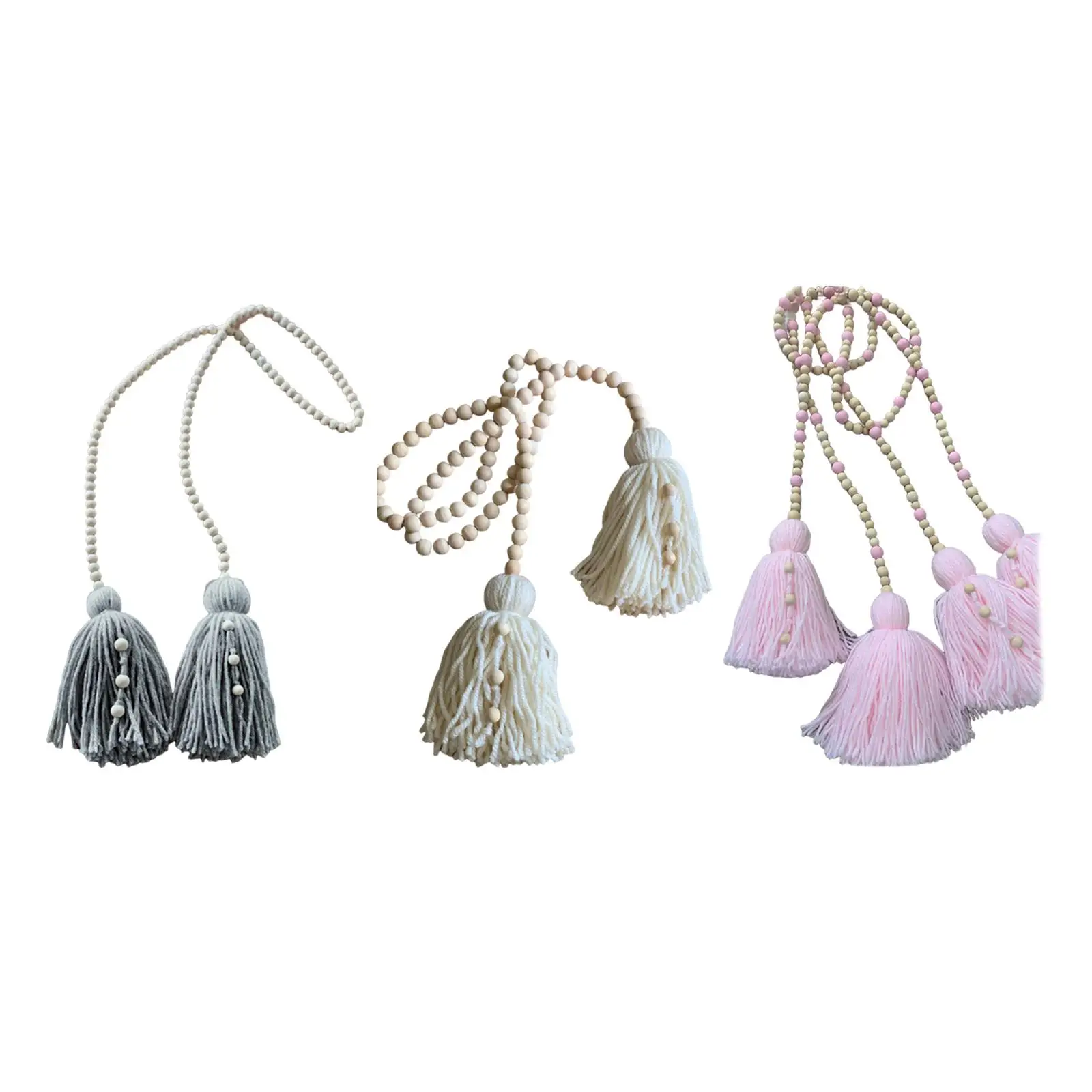 

Curtain Ties Backs Modern Decorative Wood Bead Boho Decorative Wooden Tiebacks for living Room Home Decorative Office
