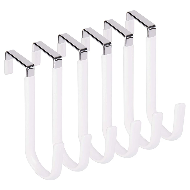 

Over Door Hooks For Hanging Clothes, 6 Packs Hanger Soft Rubber Surface Prevent Scratches, Door Hook For Bathroom