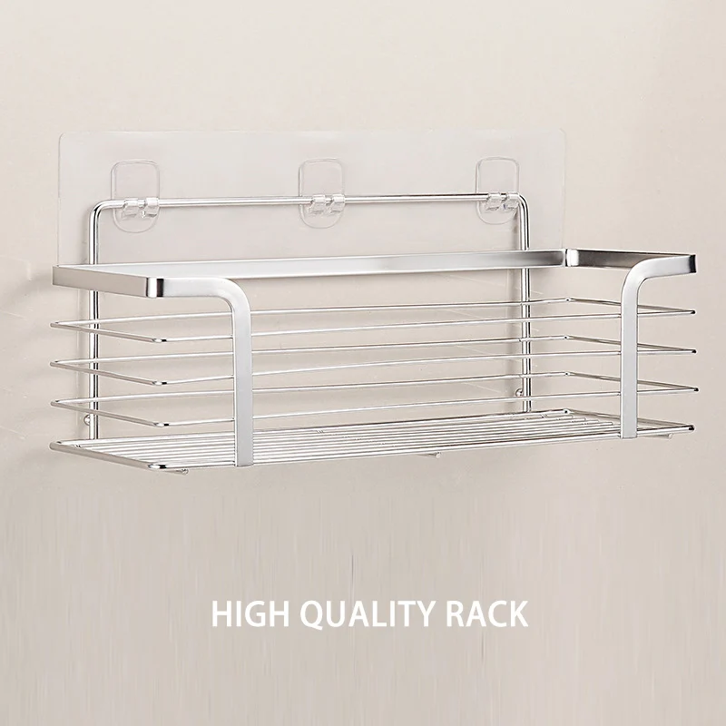 

304 stainless steel shelf wall mounted perforated free kitchen condiment soy sauce vinegar storage box