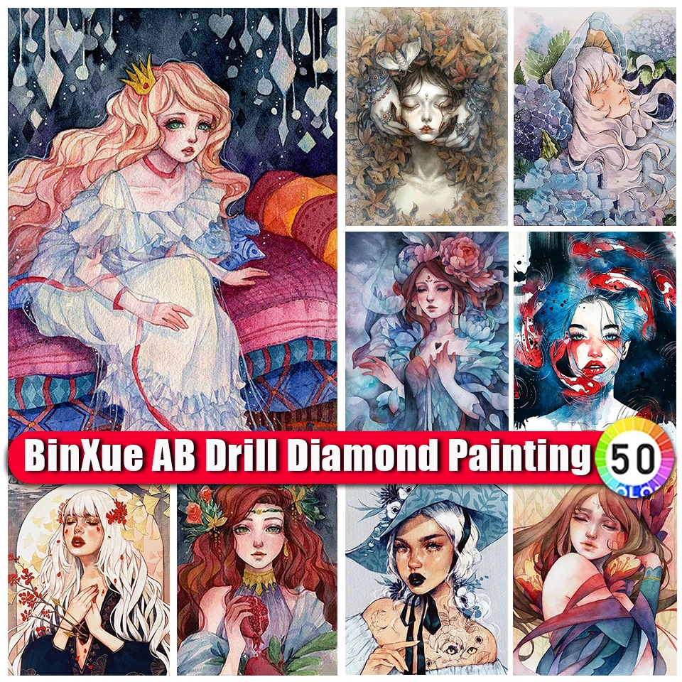 

Набор для алмазной живописи BinXue 5D «сделай сам», красочная мультяшная девушка АВ, цветы, вышивка крестиком, животные, рыба, мозаика ручной работы, домашний декор, подарок