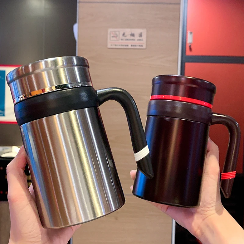 Термос, чашка с отображением температуры, чашка для дома и офиса, мужская и женская Высококачественная чайная чашка из нержавеющей стали с ручкой, Офисная чашка с