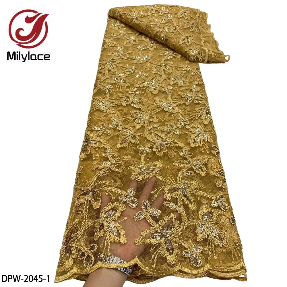 

Fashion African Sequins Lace Fabric 2022 High Quality French Tulle Lace Nigerian Lace for Party DPW-2045