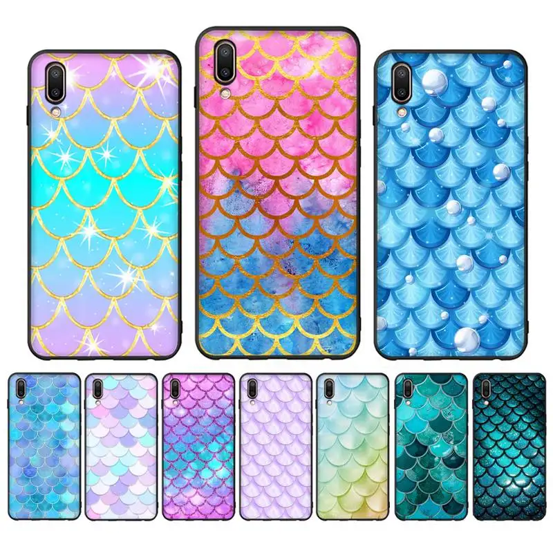 

Mermaid Scale Phone Case Case For Oppo Reno Realme C3 6Pro Cover For vivo Y91C Y17 Y19