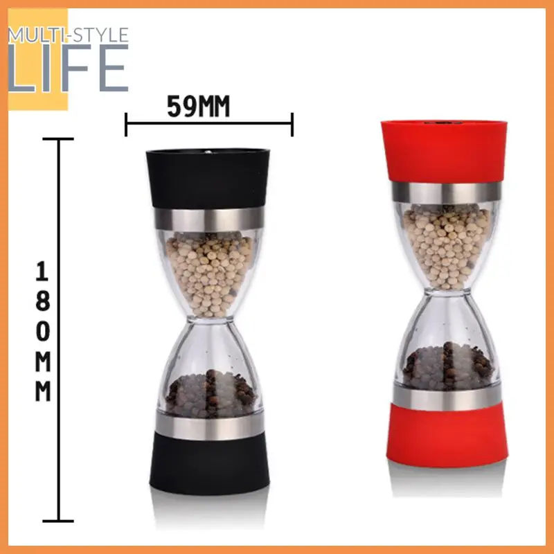 

2 In 1 Manual Double-headed Salt Pepper Grinder Shaker Hourglass Shape Spice Mill Seasoning Grinding Cooking Kitchen Gadget Sets