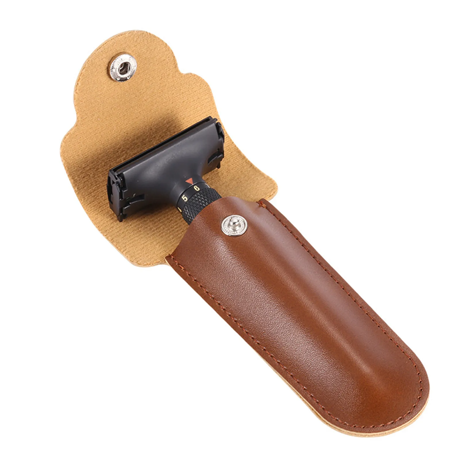 

Razor Head Protection Leather Case Shaving Accessories Personal Care Essentials Portable PU Razor Storage Pouch for Men