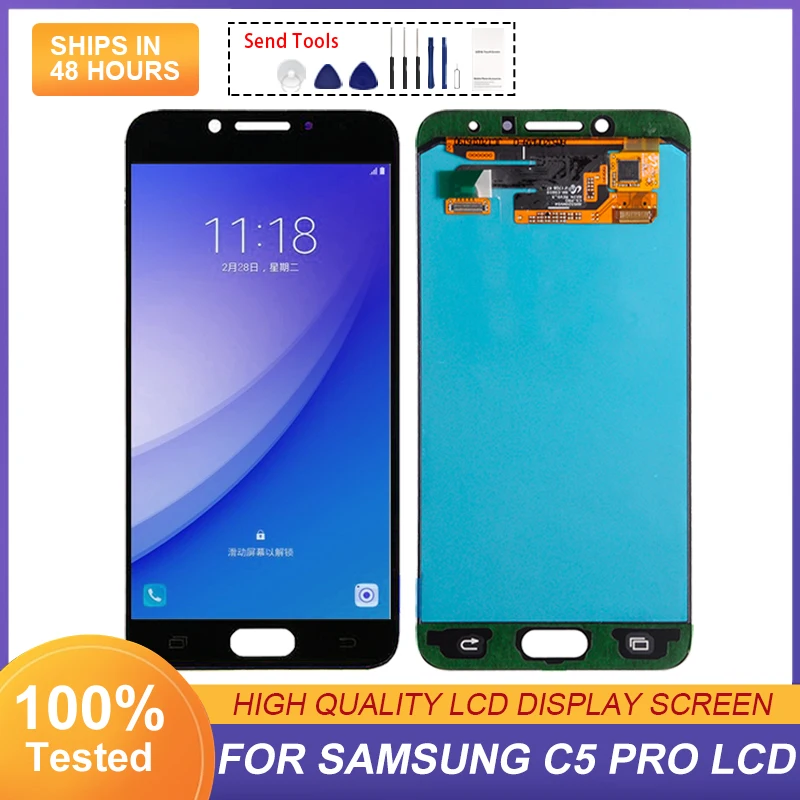1 шт., сенсорный ЖК-дисплей 5,2 дюйма для Samsung Galaxy C5 Pro