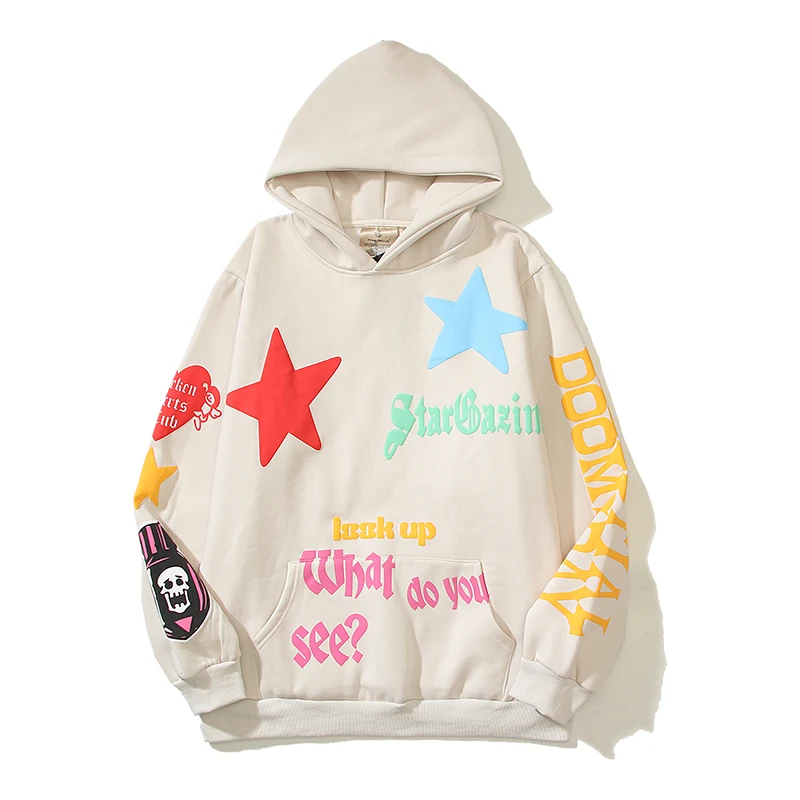 

Y2k Graffiti Stars Letter Foam Stranger Things Fleece Hoodies for Men and Women Pullover Ropa Hombre Sudaderas Sweatshirts