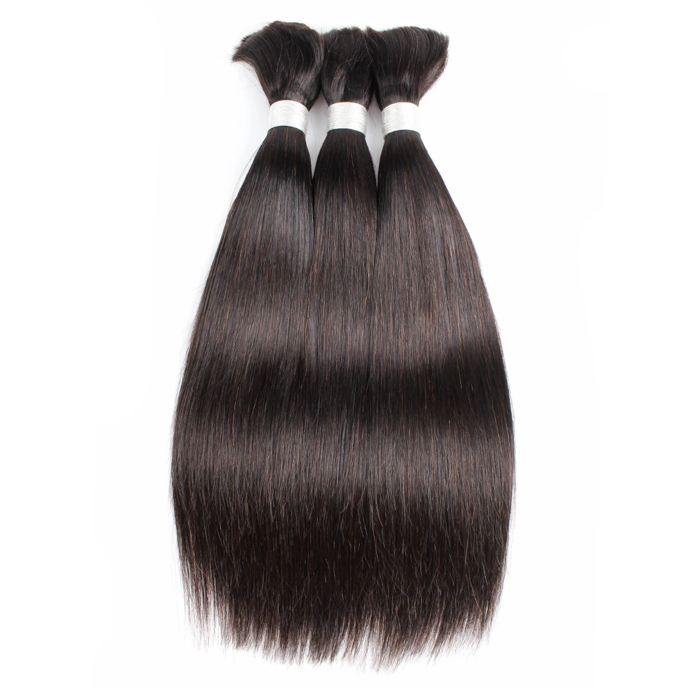 

Bulk Hair For Braiding Straight Remy Indian Human Hair No Wefts 90g/piece Natural Color Hair Extension Kisshair