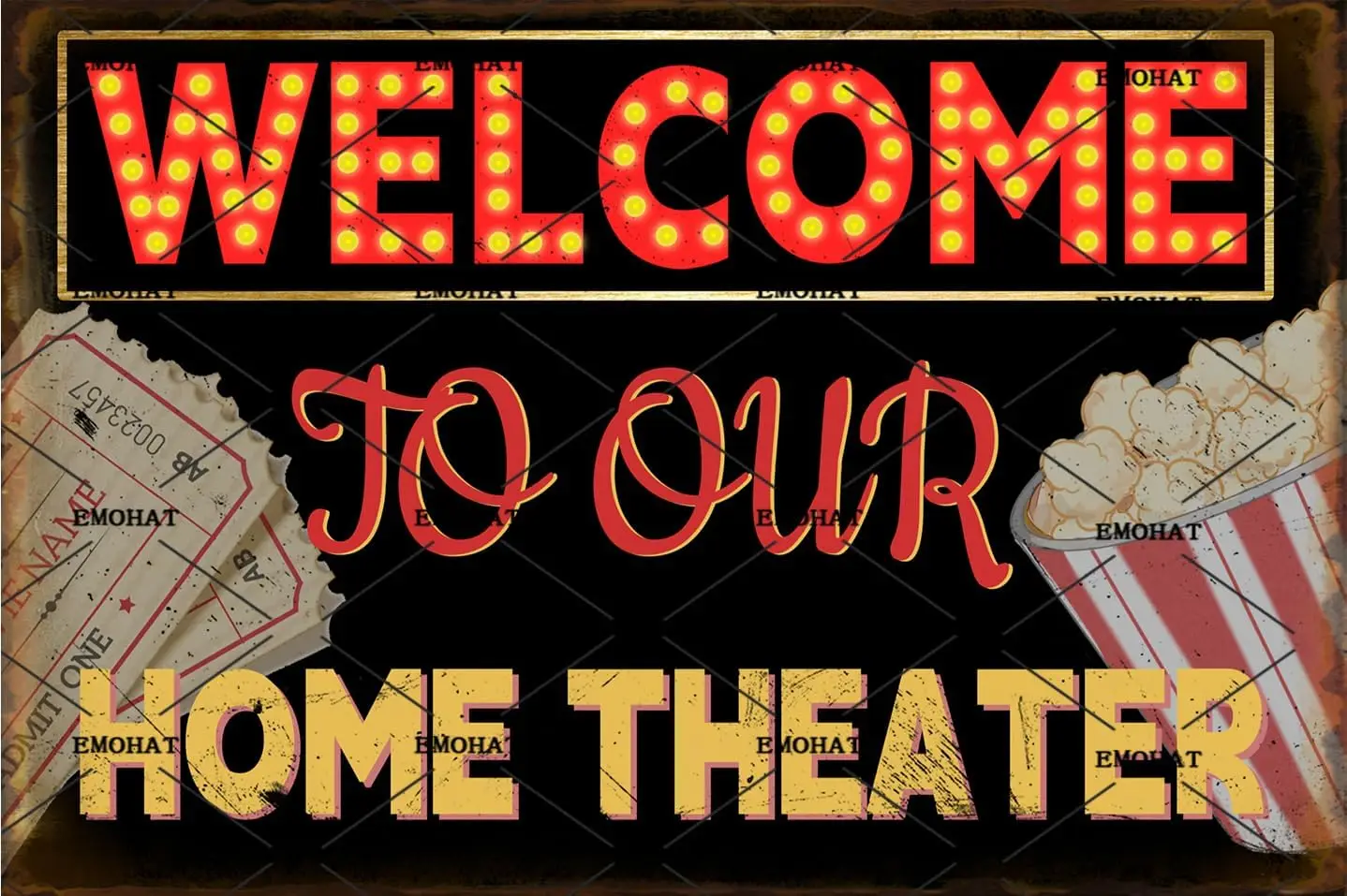 EMOHT Ретро Metl Tn Sgn Добро пожаловать в наш дом Теттер Vntge Chc Плакат Home Wll Decorton Mn Cve Lvng Room