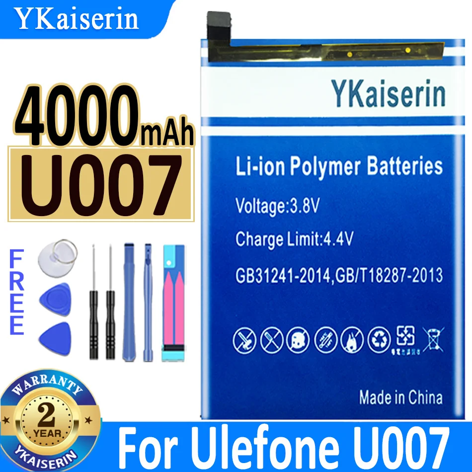 

YKaiserin Battery U 007 4000mAh For Ulefone U007 Smartphone Replacement Bateria + Free Tools