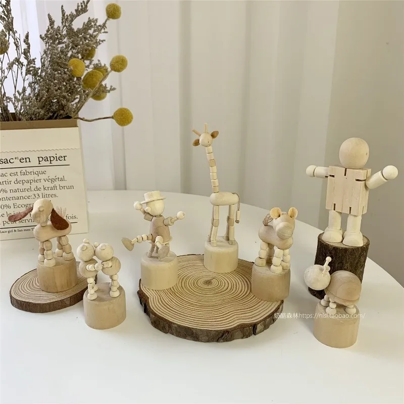 Мультяшная деревянная произведения искусства подвижная кукольная настольная