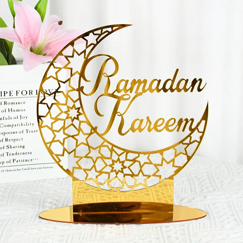 

EID Mubarak акриловое зеркало, украшение для дома, мусульманская лампа, луна, звезда, Декор, EID AL Adha Kareem, подарки