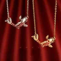 original handmade lucky koi fish pendant chain necklace for women girl cubic zirconia wedding party jewelry wholesale